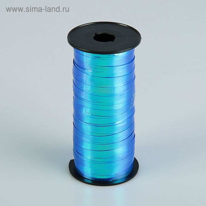 Лента для декора и подарков "Блеск", синяя, 0,5 см х 91 м - Фото 1