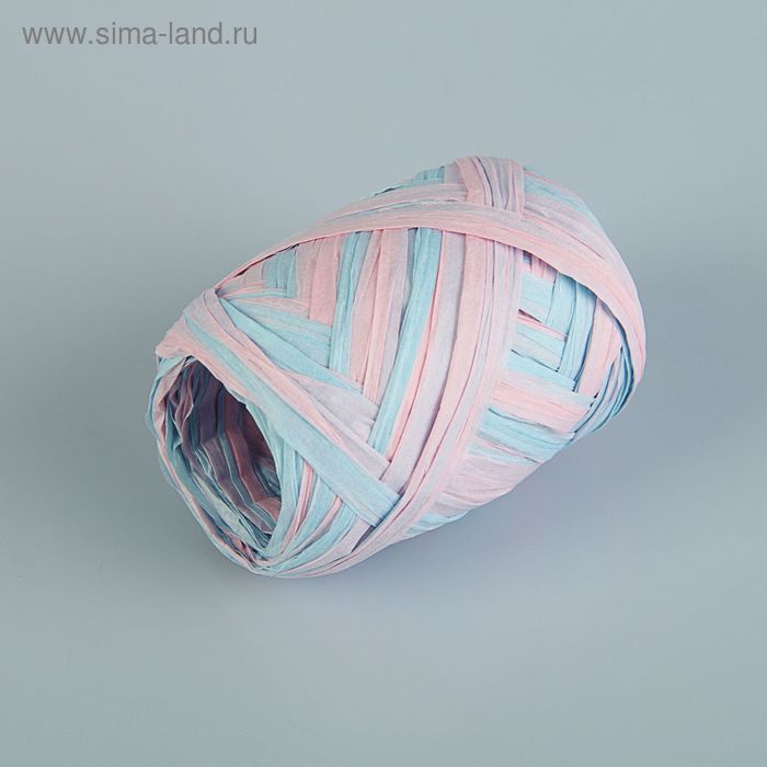 Рафия двухцветная розово-голубая, 3.5 мм х 10 м - Фото 1