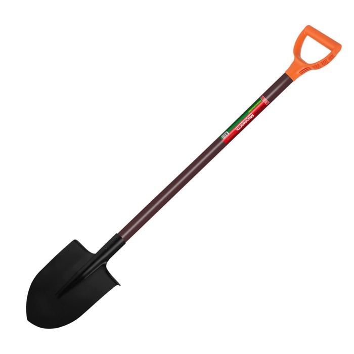 Лопата штыковая, острая, L = 150 см, деревянный черенок, с ручкой - Фото 1