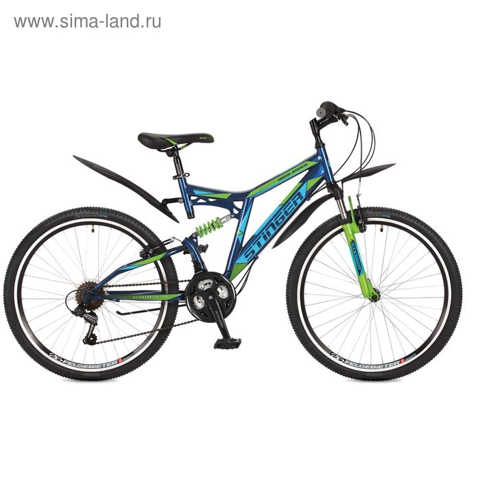 Велосипед 26" Stinger Highlander 100V, 2017, цвет синий, размер 16"