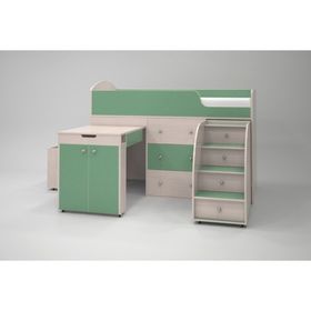 Кровать-чердак Ярофф Малыш, 800x1800, Дуб молочный/Зеленый