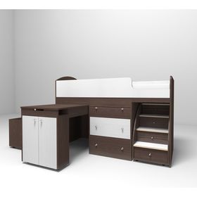 Кровать-чердак Ярофф Малыш, 700x1600, Бодего/Белое дерево