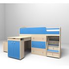 Кровать-чердак Ярофф Малыш, 700x1600, Дуб молочный/Голубой  (артикул 1917799)  большой выбор товаров оптом и в розницу по низким ценам с доставкой