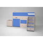 Кровать-чердак Ярофф Малыш, 700x1600, Дуб молочный/Голубой  (артикул 1917799)  большой выбор товаров оптом и в розницу по низким ценам с доставкой