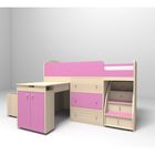 Кровать-чердак Ярофф Малыш, 700x1600, Дуб молочный/Розовый - Фото 1