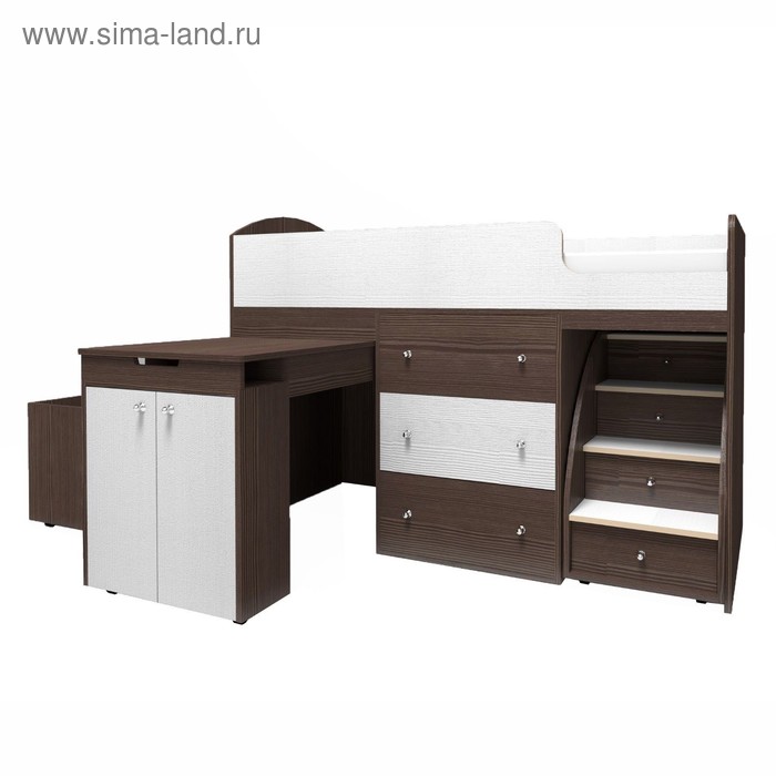 Кровать-чердак Ярофф Малыш, 800x1800, Бодего/Белое дерево - Фото 1