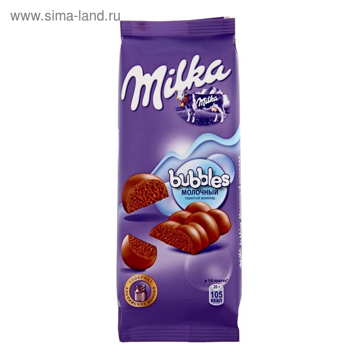 Шоколад Milka молочный пористый шоколад BUBBLES, 80 г - Фото 1
