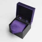 Набор "Галстук/запонки" полоска, широкий, цвет фиолетовый, 160/7 см - Фото 2