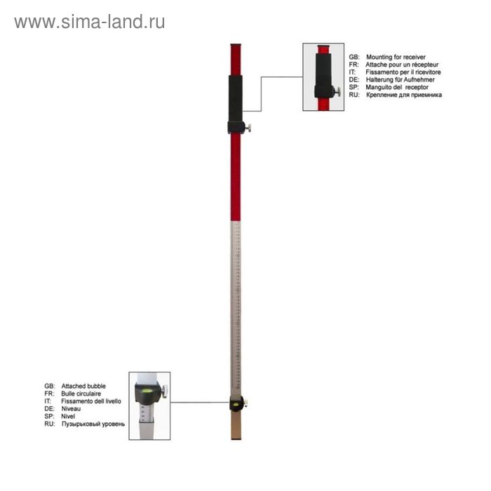 Рейка нивелира ADA STAFF Laser А00230, для лазерных приемников, 2.4 м