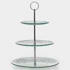 Этажерка-фруктовница круглая Доляна «Текстура», 3 яруса, d=24/20/15 см, стекло - Фото 2