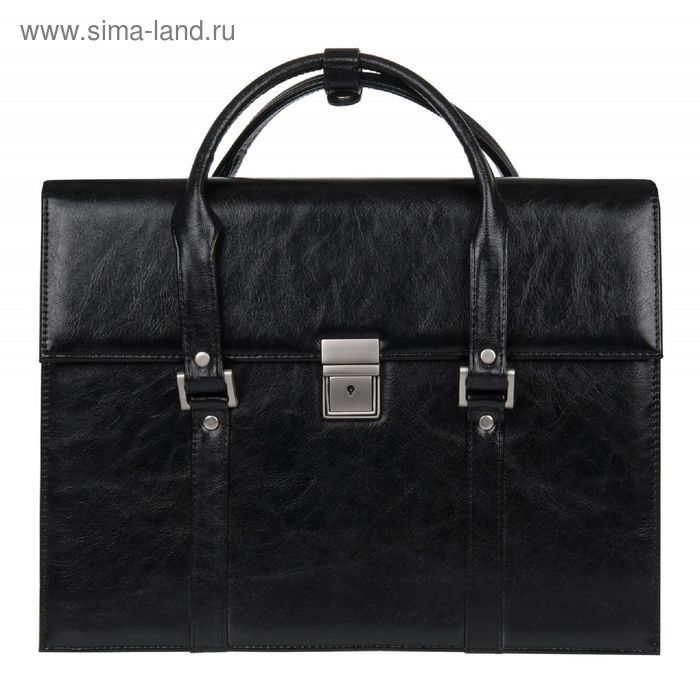 Портфель мужской, 36х10х27 см, отделение на клапане с замком, карман, цвет чёрный - Фото 1