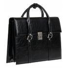 Портфель мужской, 36х10х27 см, отделение на клапане с замком, карман, цвет чёрный - Фото 2