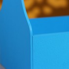 Кашпо деревянное 20×12.5×20 см Стелла Моно, с ручкой, синий Дарим Красиво - фото 8647421