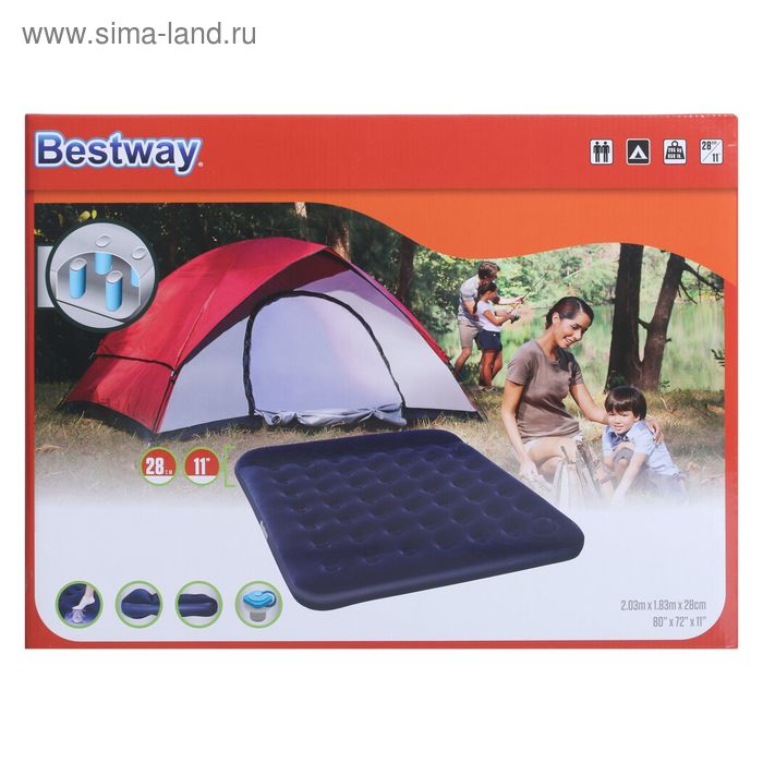 Матрас надувной 203x183x28см, встроенный ножной насос (67227) - Фото 1