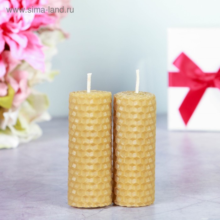 Набор свечей из вощины медовой 8 см, 2 шт - Фото 1