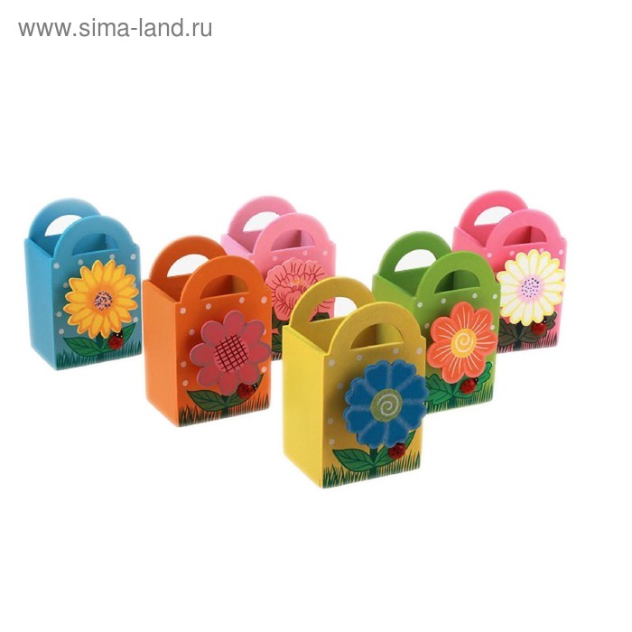 Карандашница "Сумочка с цветком" с прищепкой, цвета МИКС - Фото 1