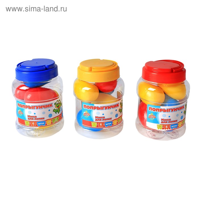 Жвачка для рук в яйце, попрыгун набор 6 шт по 10 гр., цвета микс + 6 формочек - Фото 1