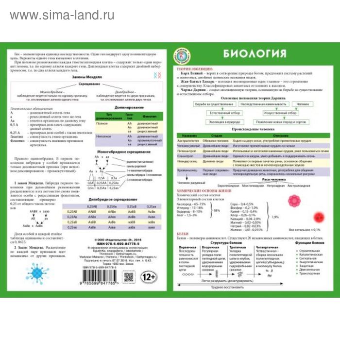 Биология 9 класс таблица 1 Биология (2022212) - Купить по цене от 77.00 руб. Интернет магазин SIMA-LAND.RU