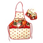 Кухонный набор Collorista "Кухонька", 3 предмета: прихватка 17*17 см, варежка 17*24, фартук 50*70 см, 100% хлопок - Фото 1