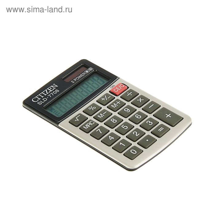 калькулятор карманный 8-разр, 68*112*6мм, 2-е питание, бел/чер SLD7708 - Фото 1