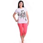 Пижама женская (футболка, бриджи) Р209225, цвет розовый, 158-164 см, принт Коты, р-р 46 - Фото 1