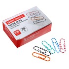 Скрепки канцелярские 28 мм, цветные, 100 штук, картонная коробка - Фото 3