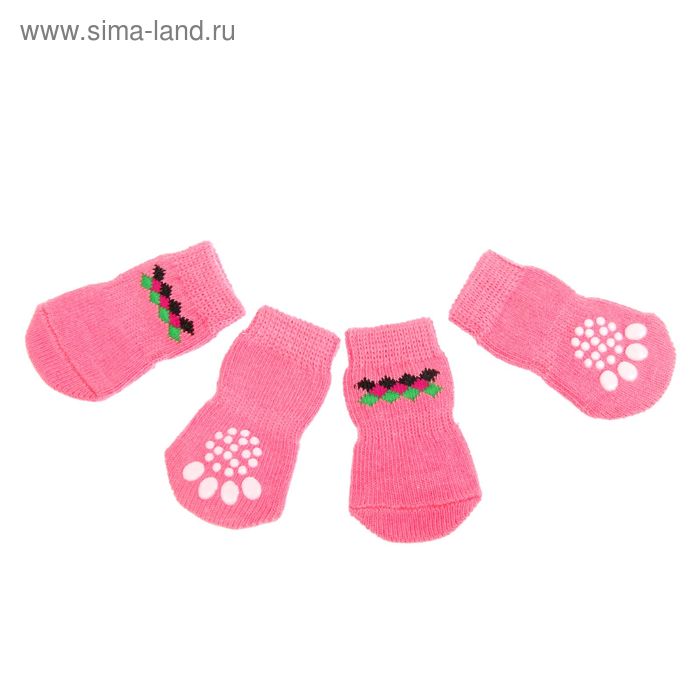 Носки хлопковые нескользящие "Ромбы", размер L, набор 4 шт - Фото 1