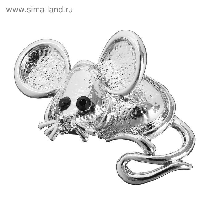 Брошь "Мышка ушастая", цвет серебро - Фото 1