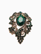 Брошь «Ажур», цвет изумрудный в чернёном золоте - Фото 1
