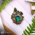 Брошь «Ажур», цвет изумрудный в чернёном золоте - Фото 7