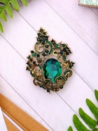 Брошь «Ажур», цвет изумрудный в чернёном золоте - Фото 6
