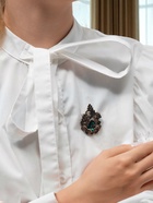 Брошь «Ажур», цвет изумрудный в чернёном золоте - Фото 2