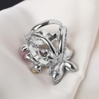 Кольцо для платка «Бабочка с цветочком» зимняя искра, цветная в серебре - Фото 3