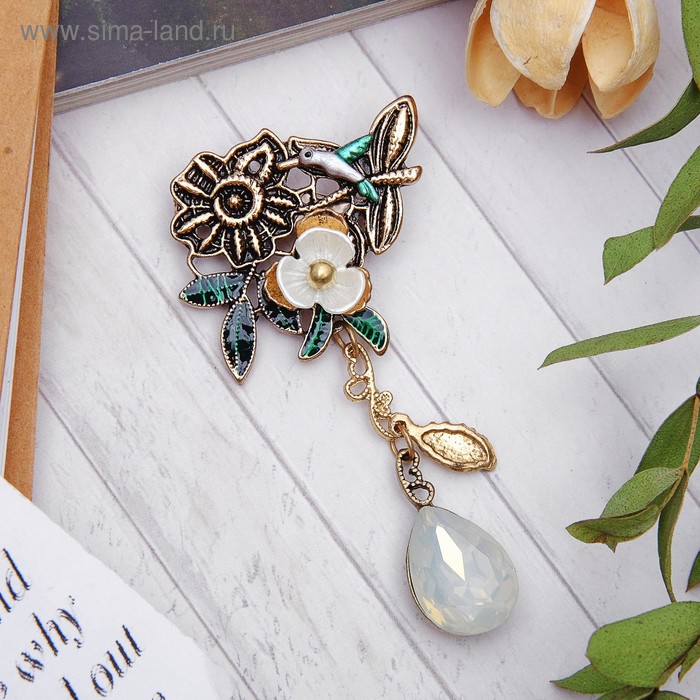 Брошь «Цветочная нежность», цветная в чернёном золоте - Фото 1