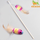 Дразнилка, 40 см, с махровой мышкой 7 см, на деревянной палочке, МИКС - Фото 2