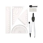 Готовальня Calligrata, 8 предметов (циркуль 120 мм, механический карандаш, грифели, ластик, линейка, 2 угольника, транспортир), в пластиковом пенале - Фото 6