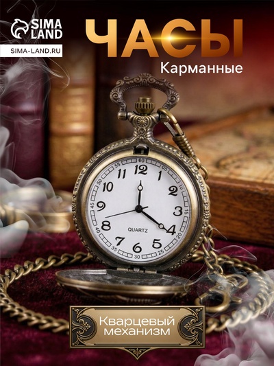 Часы карманные «Рыбалка», кварцевые, d=4.5 см, цепочка 80 см