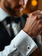 Запонки «Классика» круг с эмалью, окантовка с орнаментом, чёрные, серебре - Фото 4