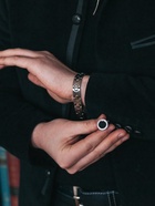 Запонки «Классика» круг с эмалью, окантовка с орнаментом, чёрные, серебре - Фото 6