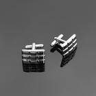 Запонки стальные «Прямоугольник» плитка, цвет серебро - Фото 1