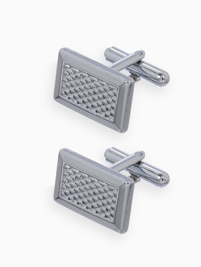 Запонки «Прямоугольник» с точечным нанесением, цвет серебро