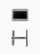 Запонки стальные «Прямоугольник» в рамке с эмалью, чёрные в серебре - Фото 3