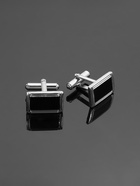 Запонки стальные «Прямоугольник» в рамке с эмалью, чёрные в серебре - Фото 5