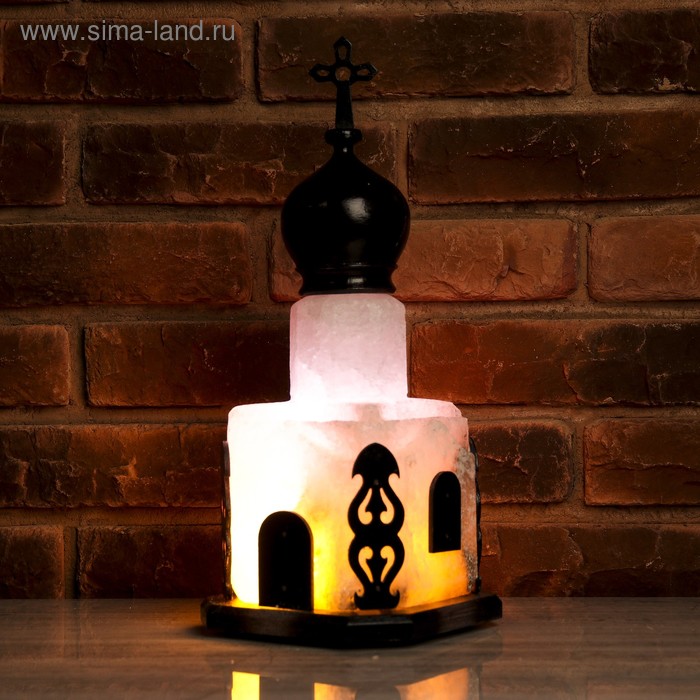 Соляной светильник "Церковь" цельный кристалл, 5 кг, цветной - Фото 1