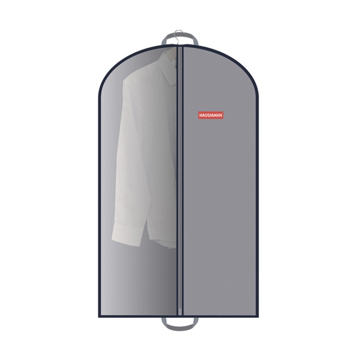 Чехол для одежды Hausmann, со стенкой из ПВХ и ручками 60х100 см, серый - Фото 1