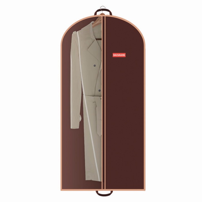 Чехол для одежды Hausmann, со стенкой из ПВХ и ручками 60х140 см, коричневый