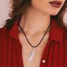 Кулон на шнурке «Перо», цвет чернёное серебро на чёрном шнурке, 45 см - Фото 4