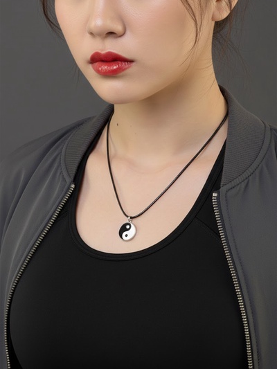 Кулон на шнурке «Инь-ян», чёрно-белый в серебре, 45 см