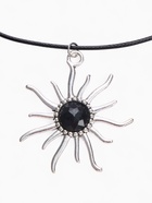 Кулон на шнурке «Солнце», чёрный в чернёном серебре на чёрном шнурке, 45 см - Фото 1