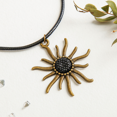 Кулон на шнурке «Солнце», чёрный в чернёном золоте, 45 см